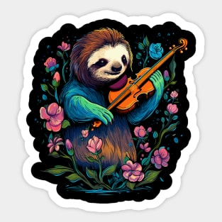 Sloth Playing Violin Sticker